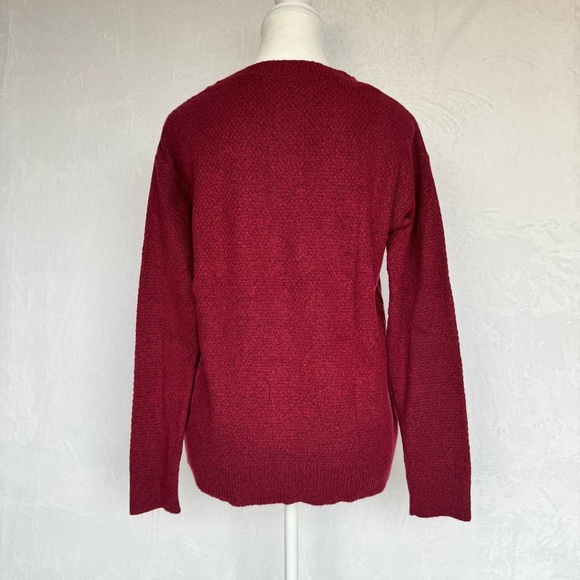 STARS ABOVE Henley Crewneck Sweater XS Red Waffle Knit Cotton Blend Loungewear - Picture 5 of 12